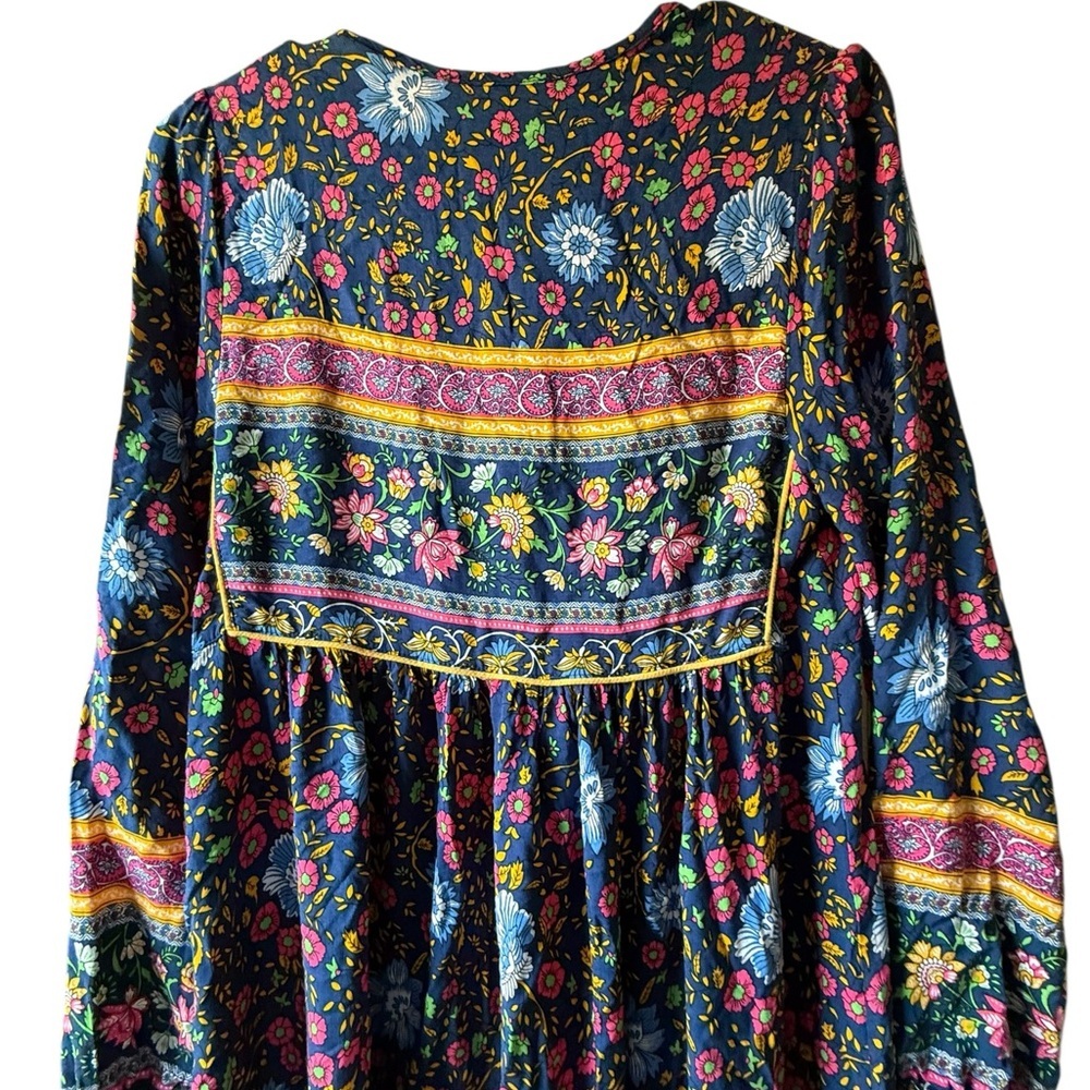 Floral Long Sleeve Maxi Dress in Blue and Pink - Picture 5 of 7